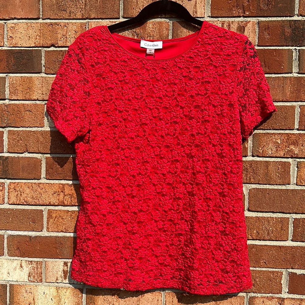 Calvin Klein Red Medium women Blouse new with tags